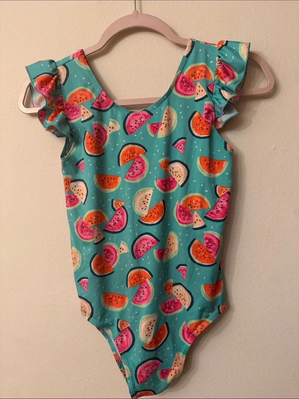 Source Unknown Kids One-Piece Swimsuit - Aqua with Multicolor Watermelon Print